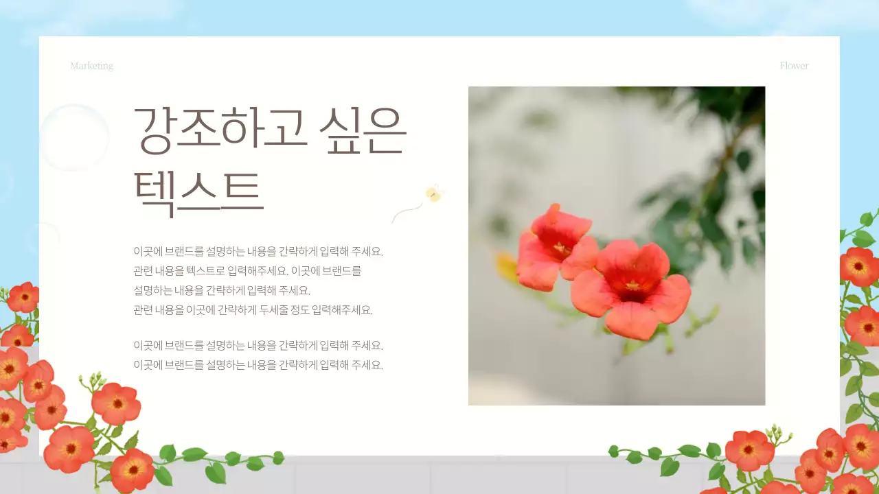 빨강과 하늘색의 아기자기한 여름꽃 마케팅 홍보