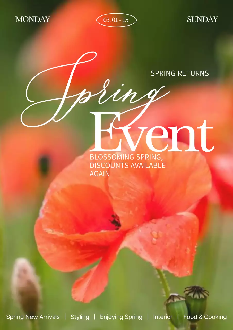 레드 엘레강트 스프링 프로모션 포스터