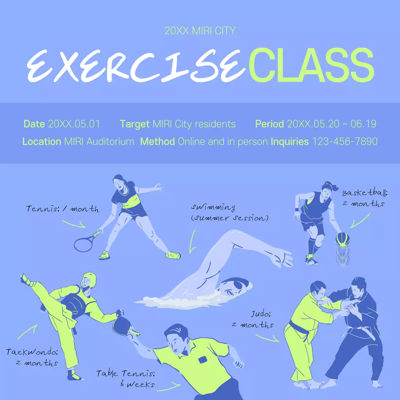 Blue Modern Exercise Promotion Social Media Post