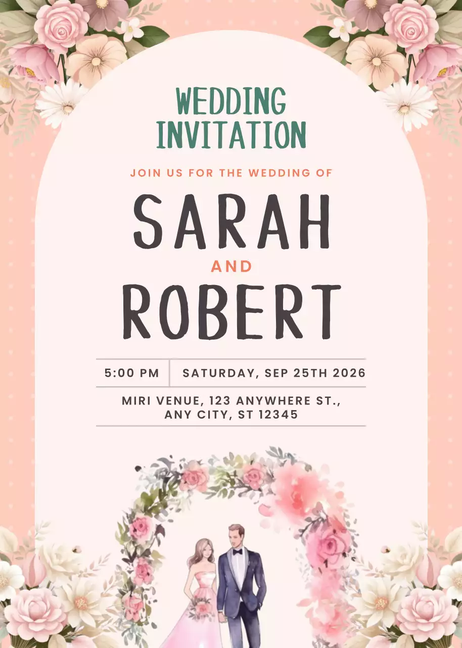 Thiệp cưới lãng mạn màu hồng