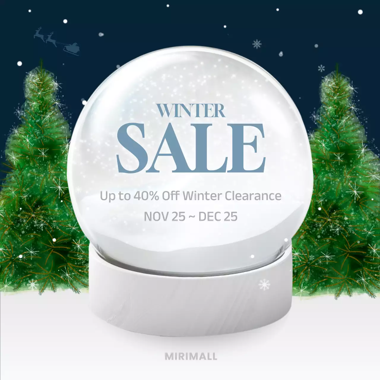 블루 모던 윈터 프로모션 소셜 미디어 포스트