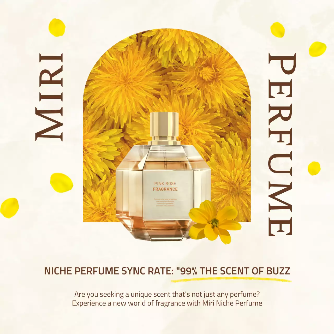 노란색 우아한 향수 프로모션 소셜 미디어 게시물