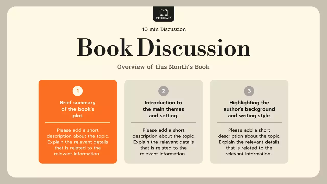 Beige Simple Reading Agenda Presentation