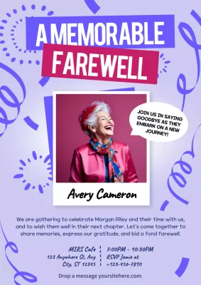 Purple Modern Farewell Invitation Poster