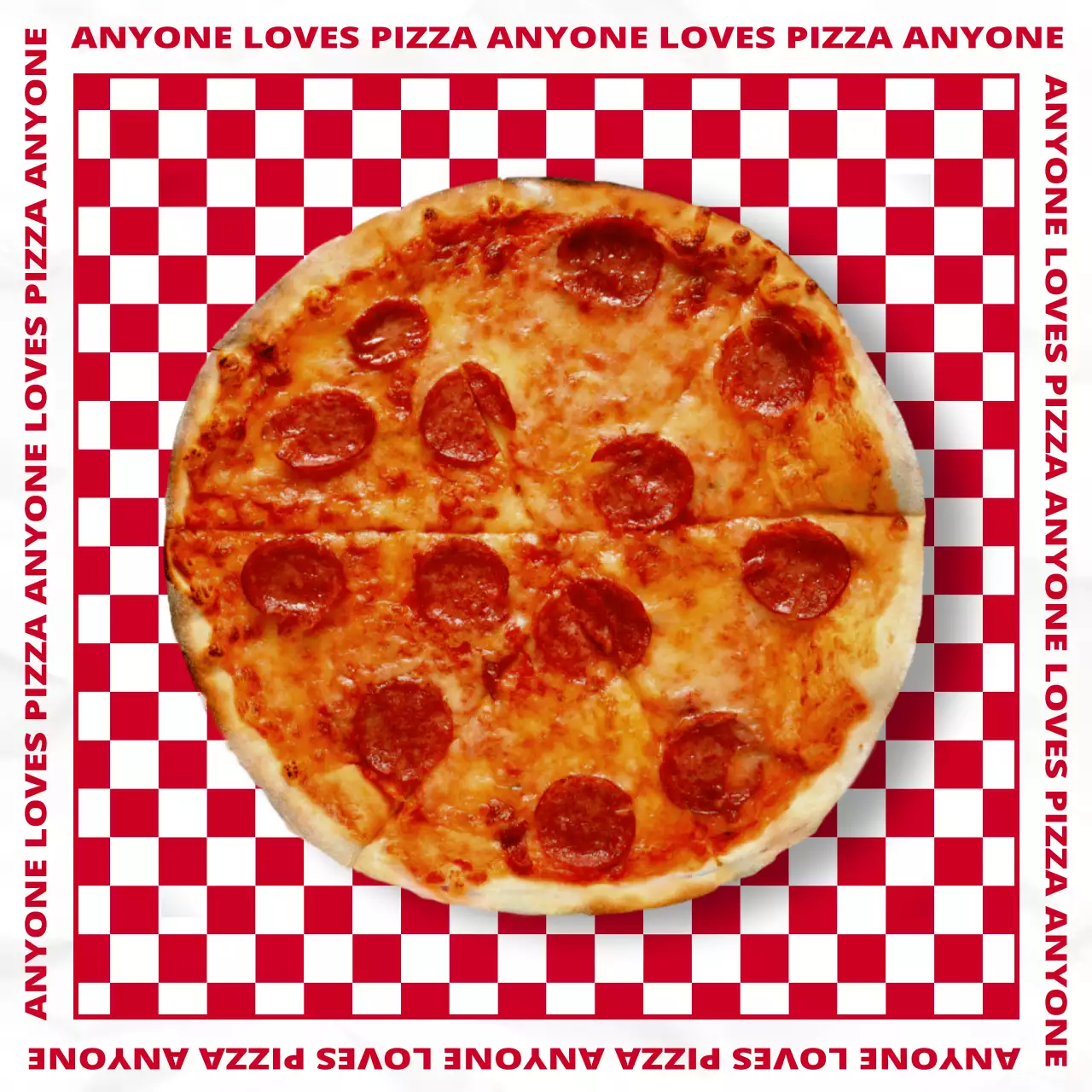 Red checkerboard hip concept pizza brand layout bundle pack