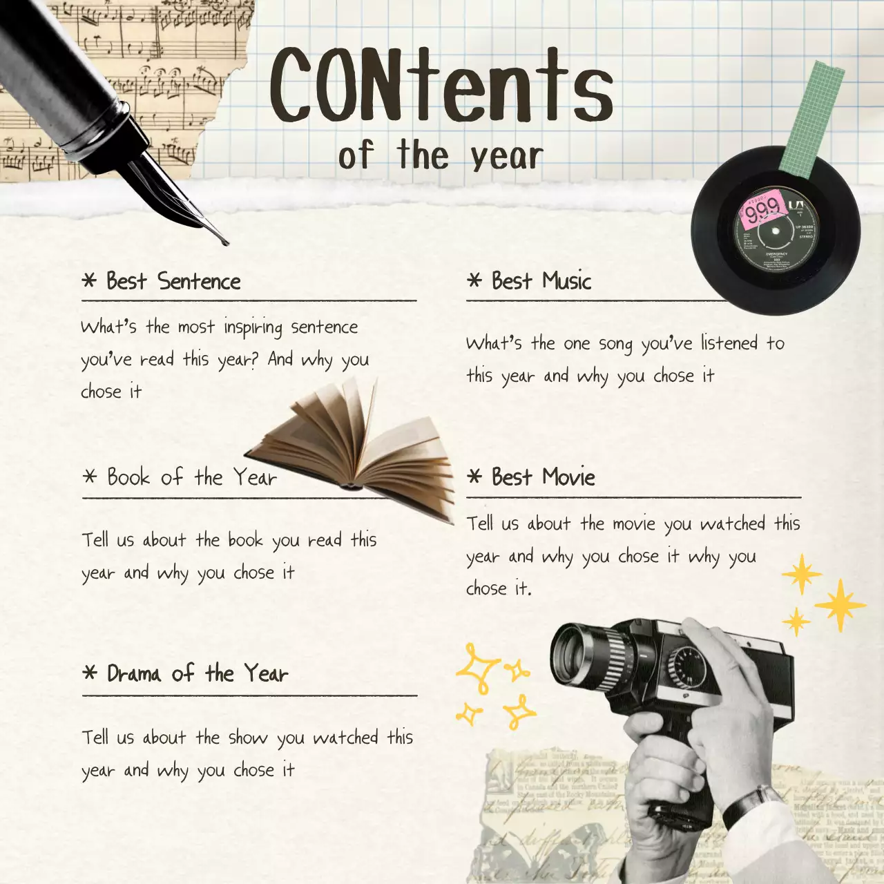 Yellow Vintage Memories Diary Instagram Carousel