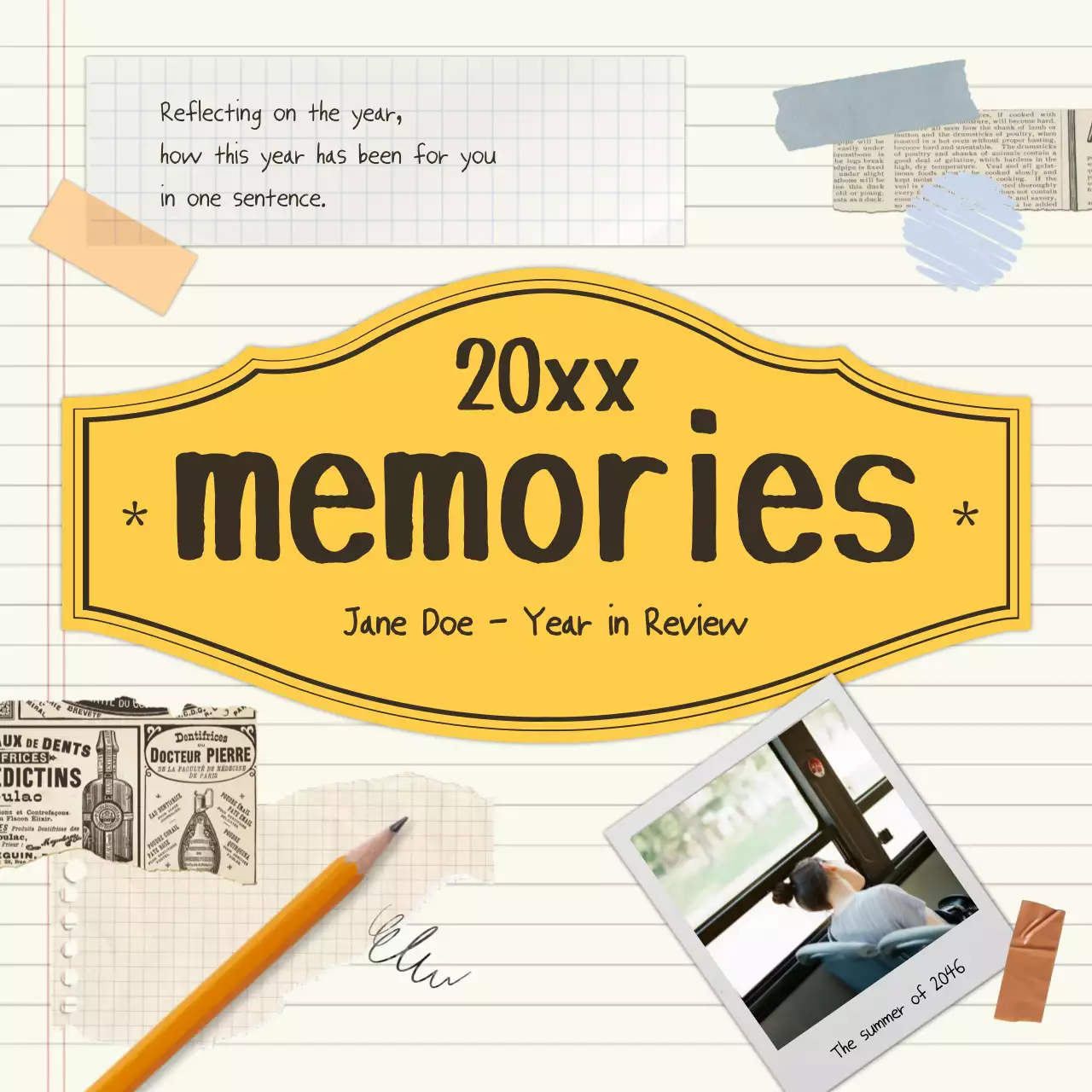 Yellow Vintage Memories Diary Instagram Carousel