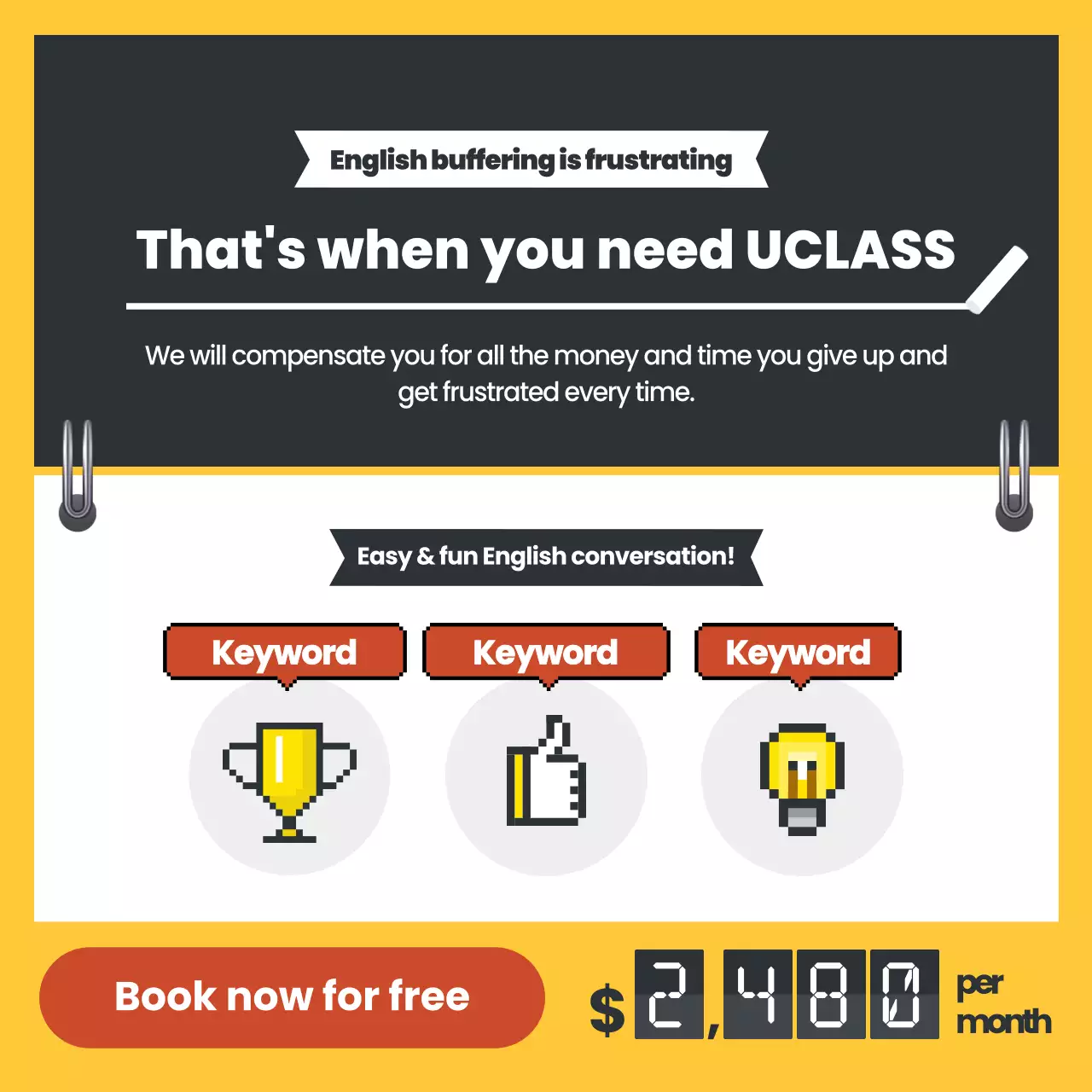 Yellow Modern English Promotion Instagram Post