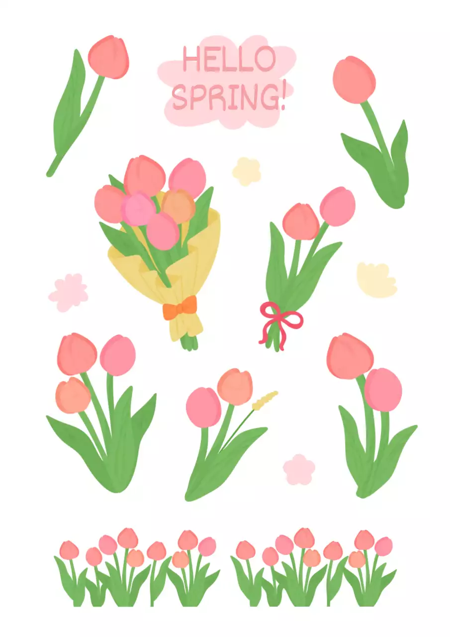 핑크 아기자기한 봄 튤립