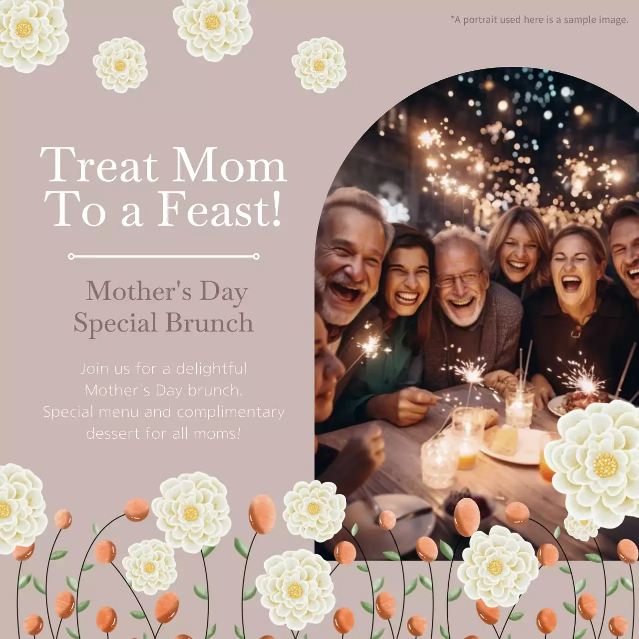 Beige Elegant Mother's Day Invitation Social Media Post
