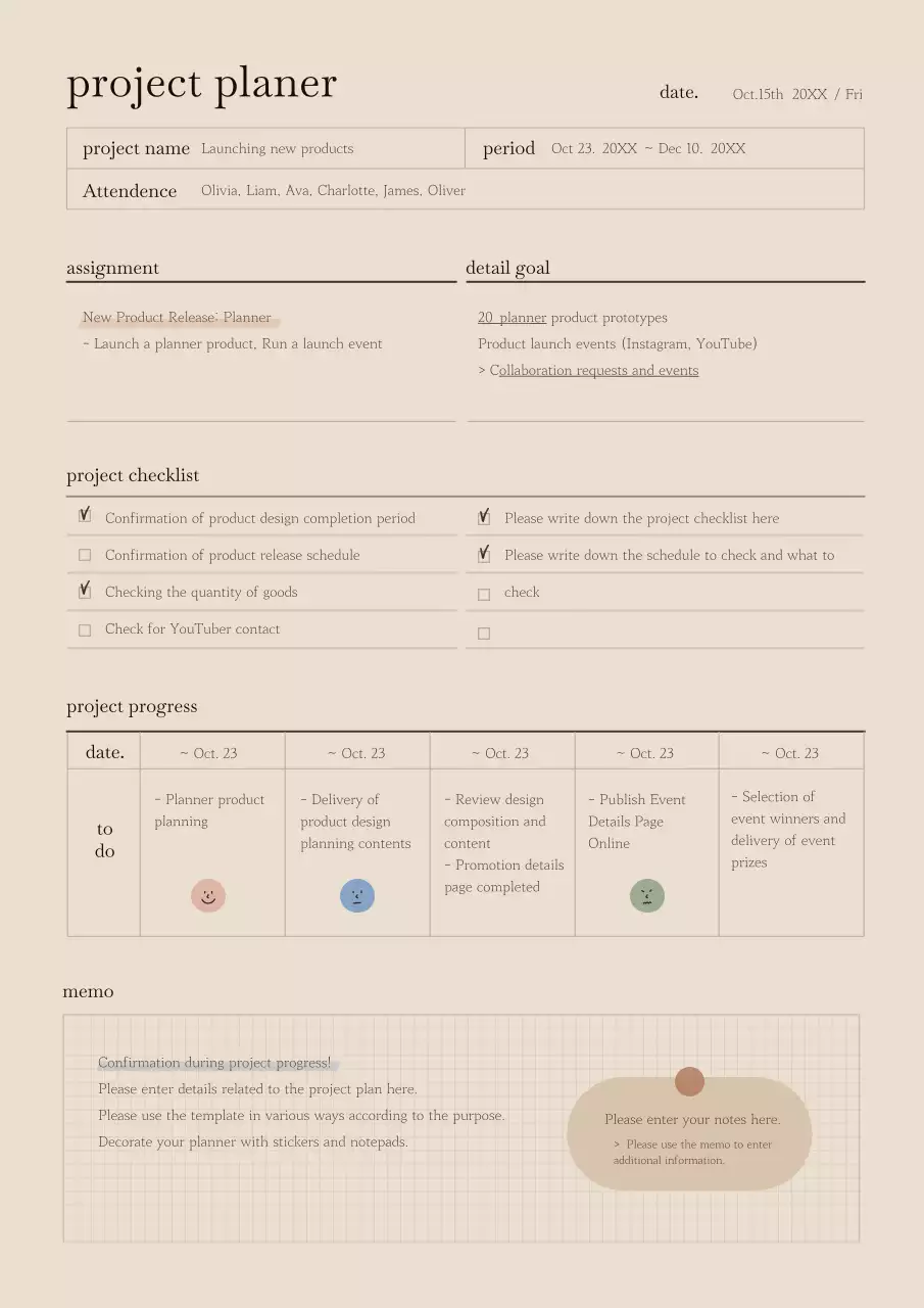 Beige Minimal Project Planner Guide