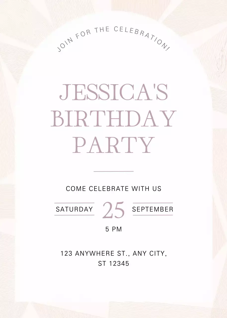 Thiệp mời sinh nhật thanh lịch màu be