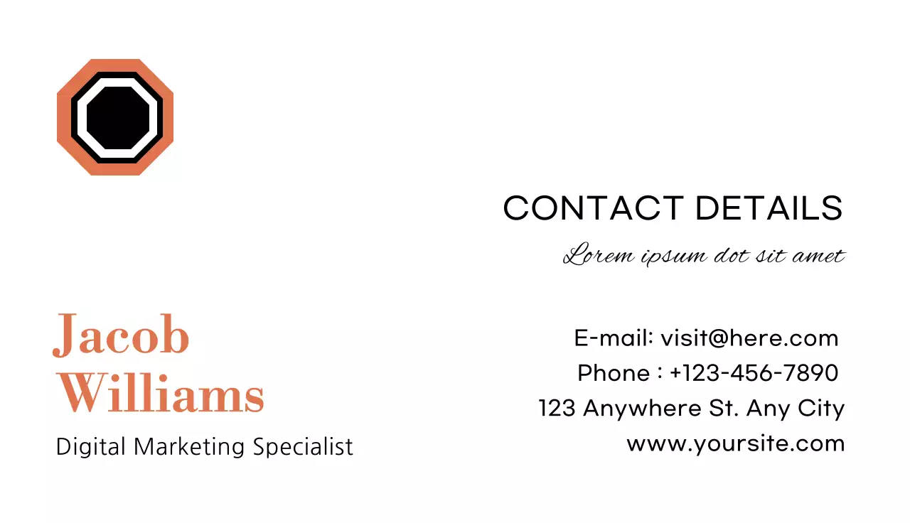 Orange Minimalist Business Card