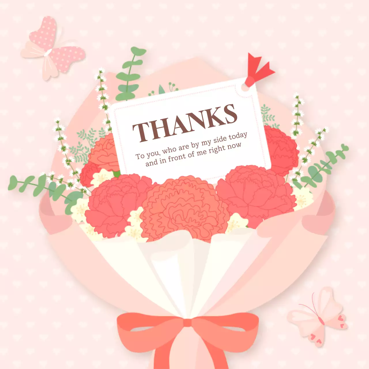 A cute pink and chartreuse Month of Gratitude greeting card
