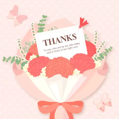 A cute pink and chartreuse Month of Gratitude greeting card