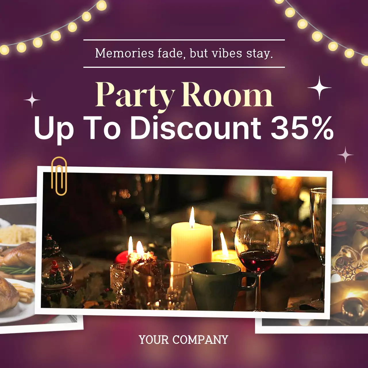Purple Elegant Party Promotion Social Media Post