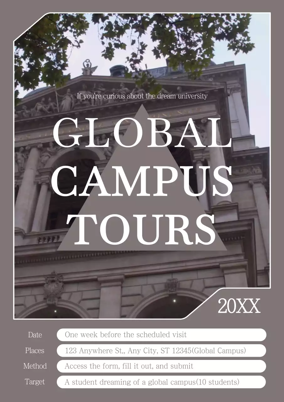 회색 전통 캠퍼스 이벤트 포스터