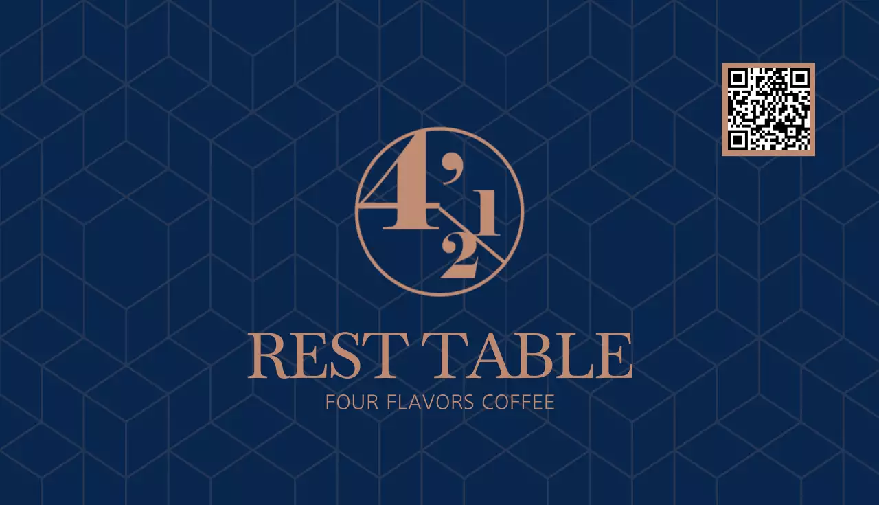 ネイビー モダン コーヒー メニュー 名刺