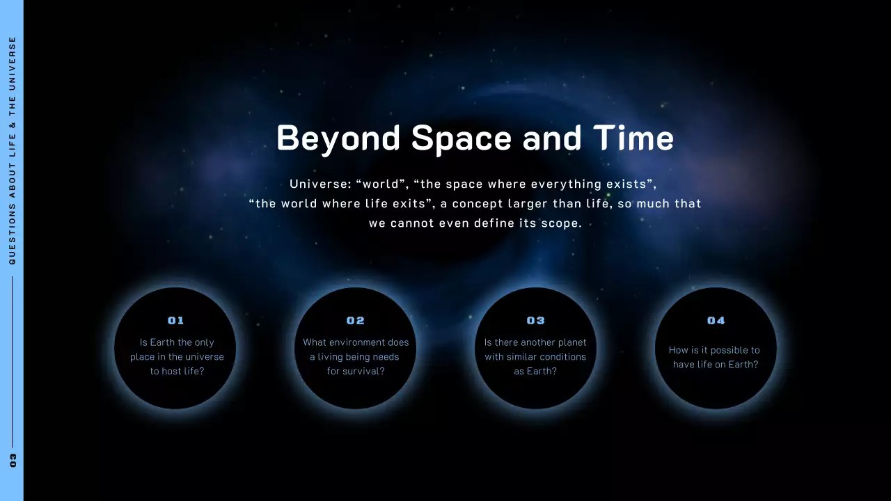 Chủ đề không gian sử dụng hình ảnh không gian trên nền đen