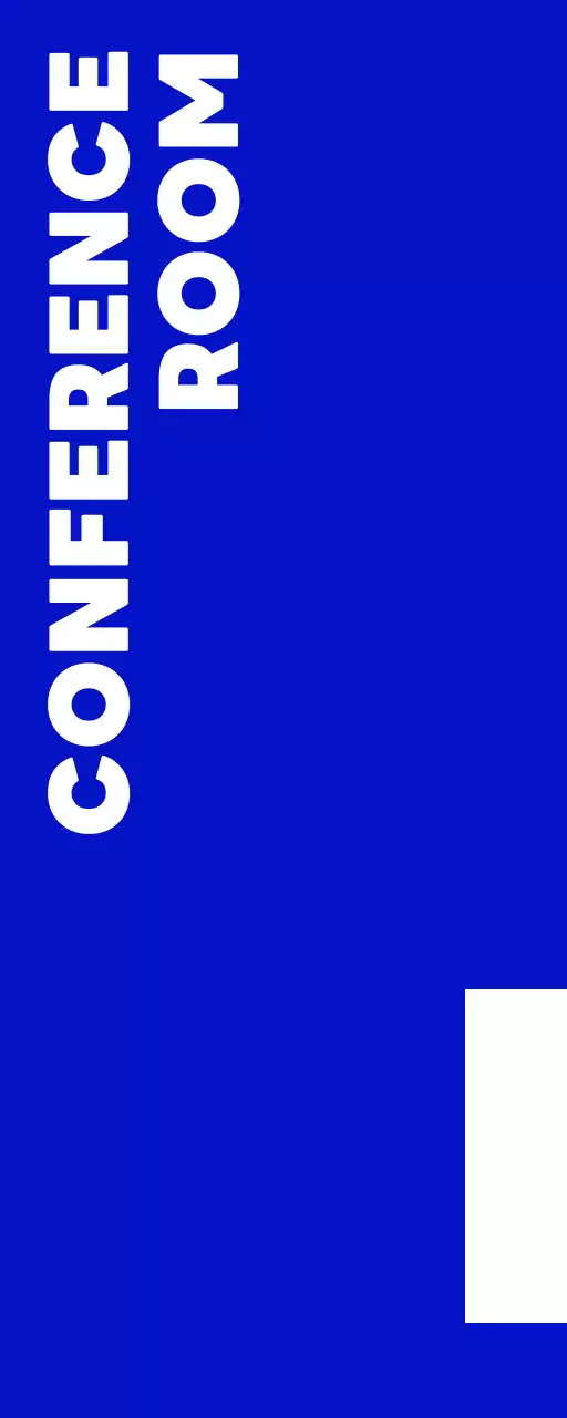 파란색과 흰색의 네모 도형이 있는 심플하고 단순한 공간 안내용 디자인