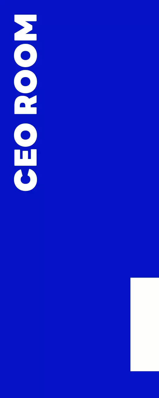 파란색과 흰색의 네모 도형이 있는 심플하고 단순한 공간 안내용 디자인