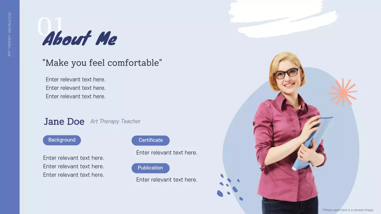 Art Psychotherapy Instructor Portfolio in Blue and Light Blue