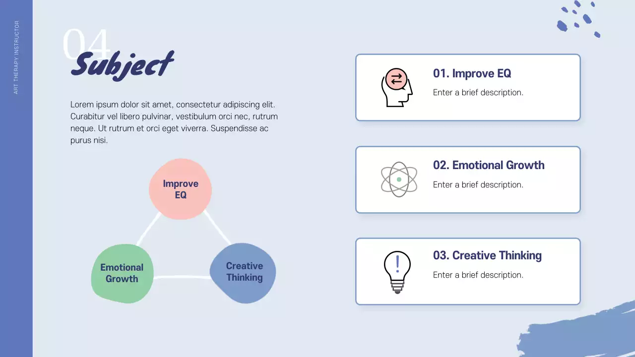 Art Psychotherapy Instructor Portfolio in Blue and Light Blue