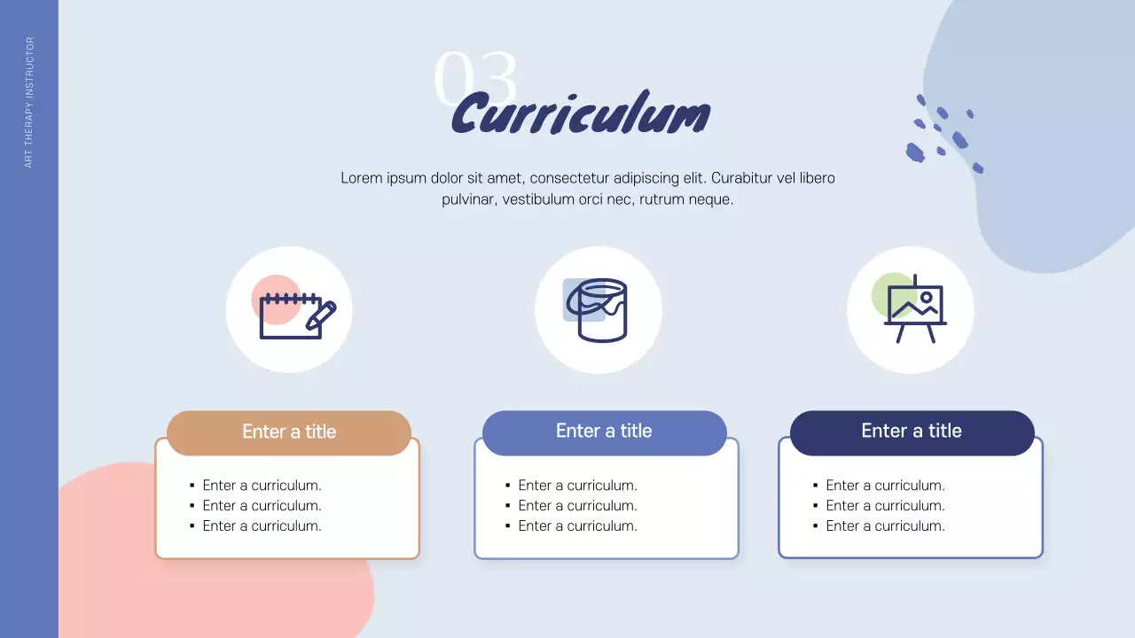 Art Psychotherapy Instructor Portfolio in Blue and Light Blue