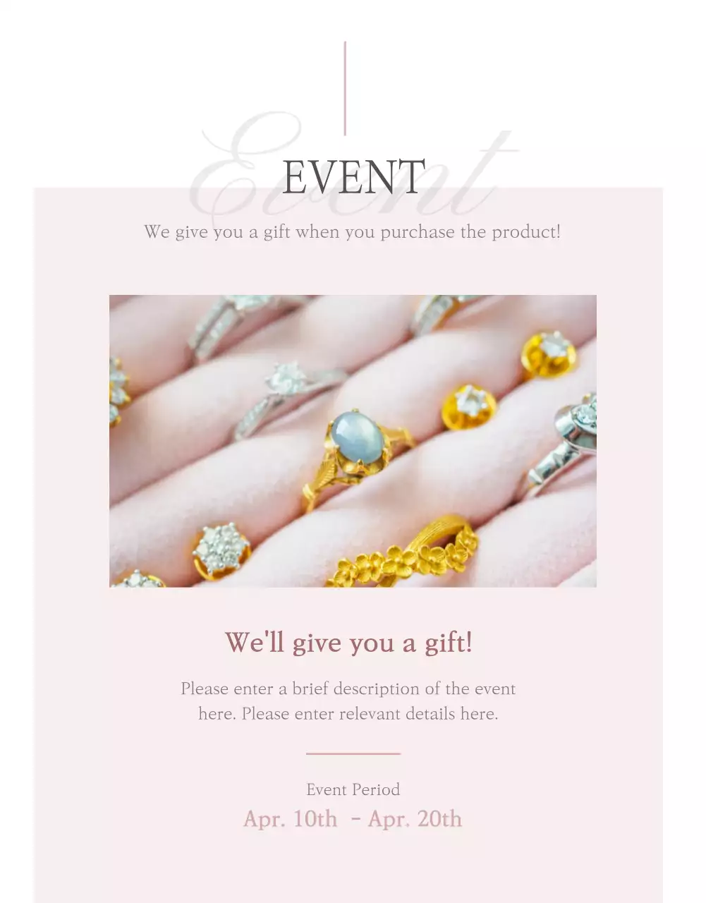 Poster Promosi Perhiasan Elegan Berwarna Pink