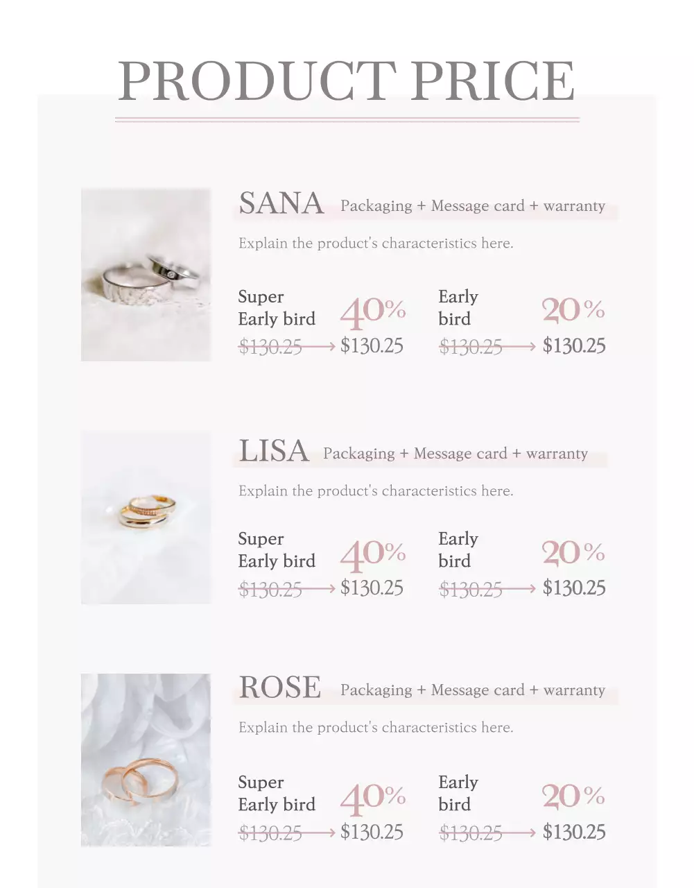 Poster Promosi Perhiasan Elegan Berwarna Pink