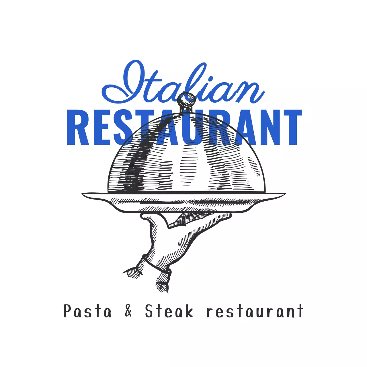 스케치 일러스트의 레스토랑 타이포그래피 컨셉