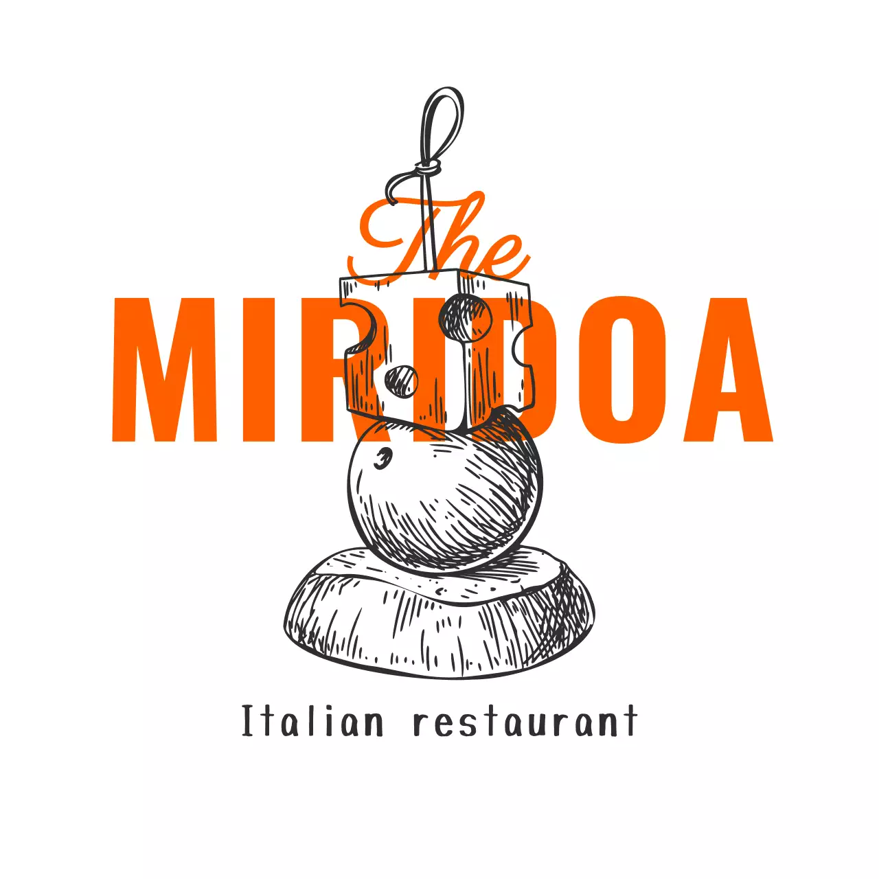 스케치 일러스트의 레스토랑 타이포그래피 컨셉