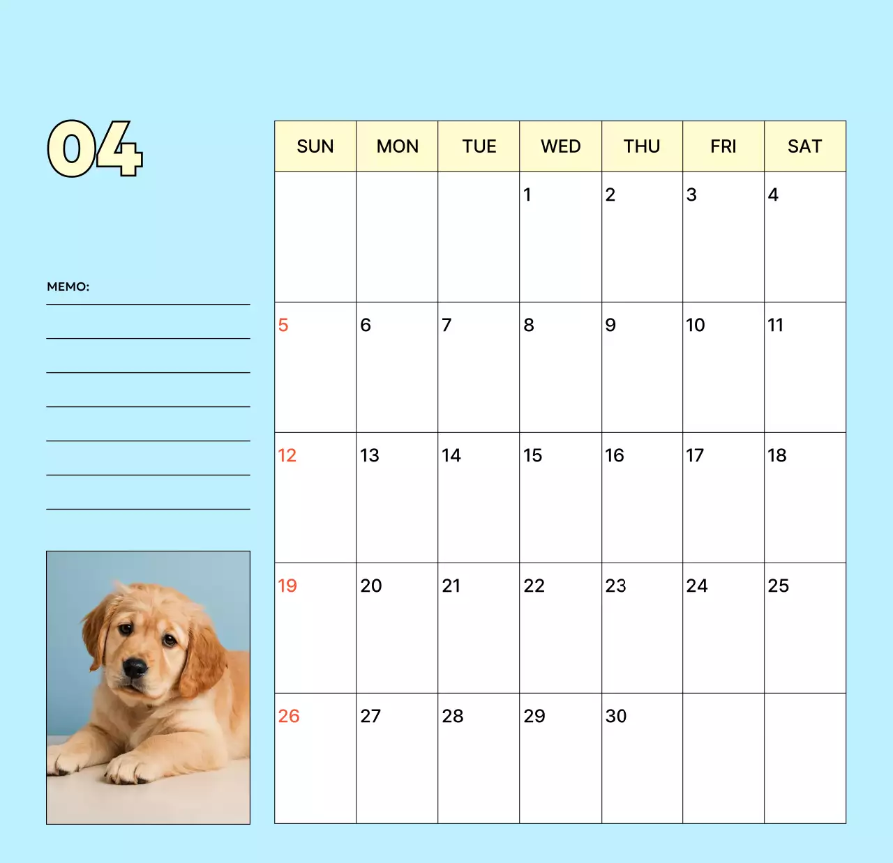 베이지 아기자기한 반려동물 달력