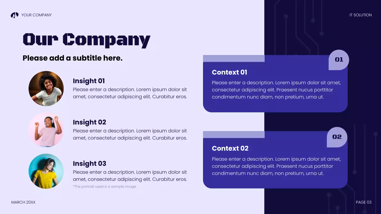 남색 모던 기술 설명
