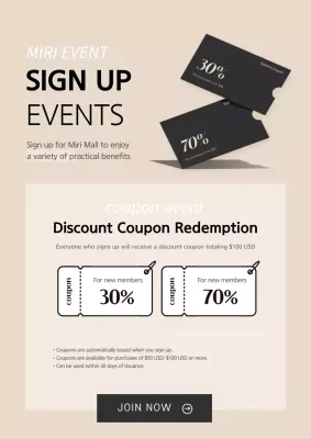 Beige Modern Coupon Promotion Poster