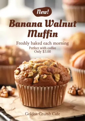 Brown Rustic Muffin Promotion Menu Poster