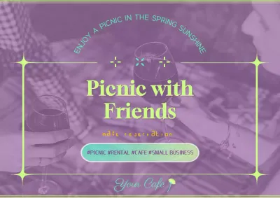 Purple Trendy Picnic Promotion Poster