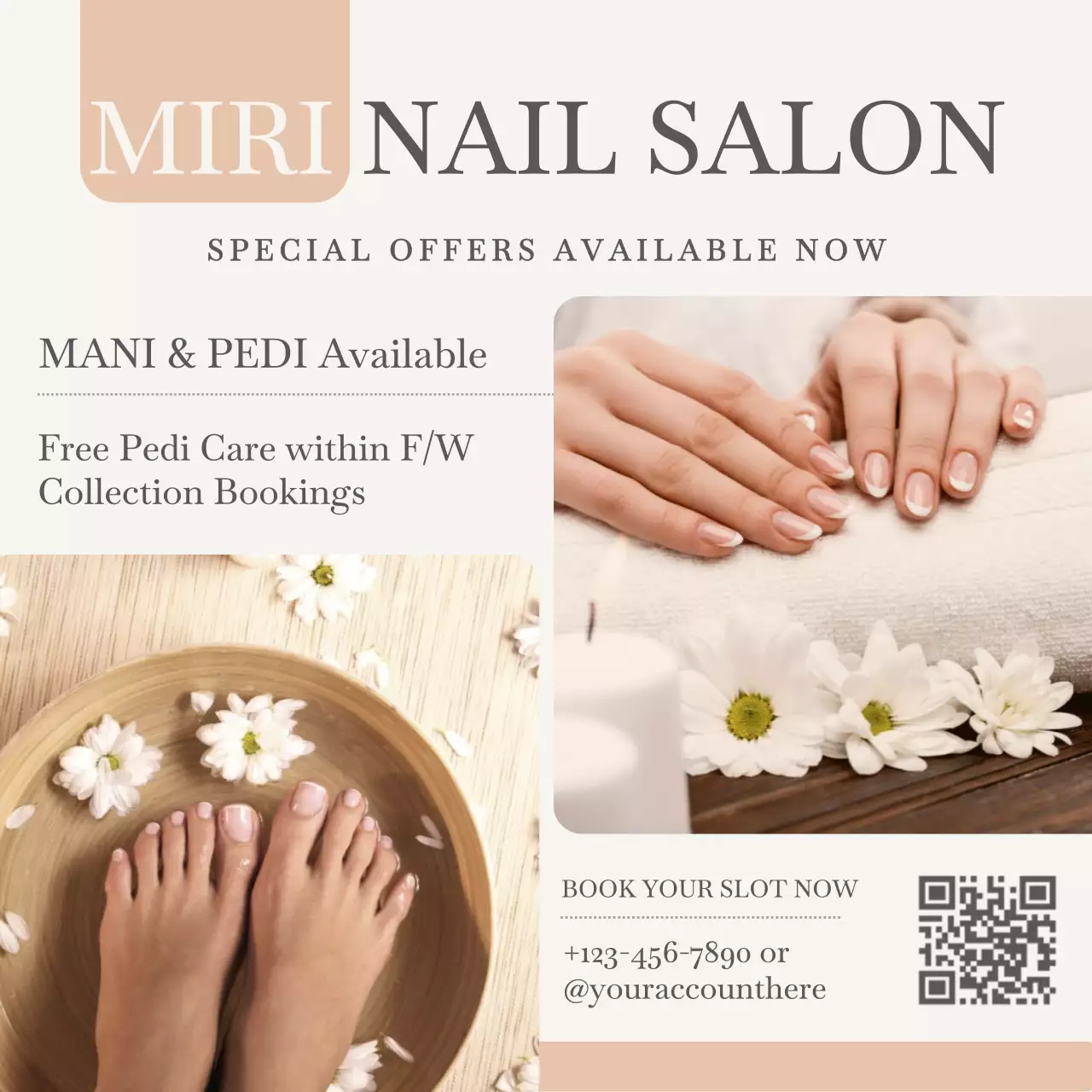 Beige Elegant Nail Promotion Social Media Post
