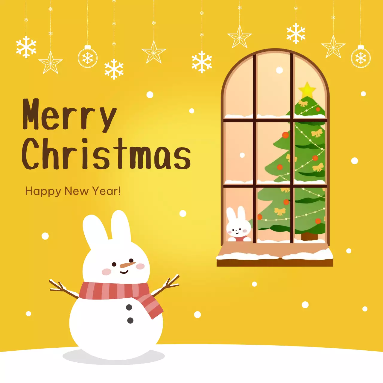 노랑과 하얀색의 따뜻한 느낌의 크리스마스 인사말 홍보