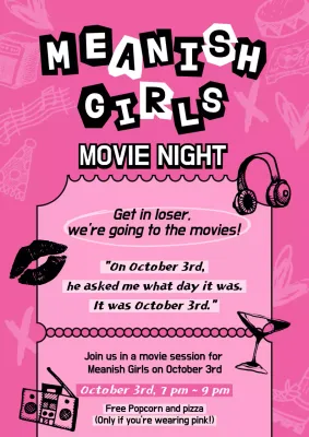Pink Retro Movie Invitation Poster