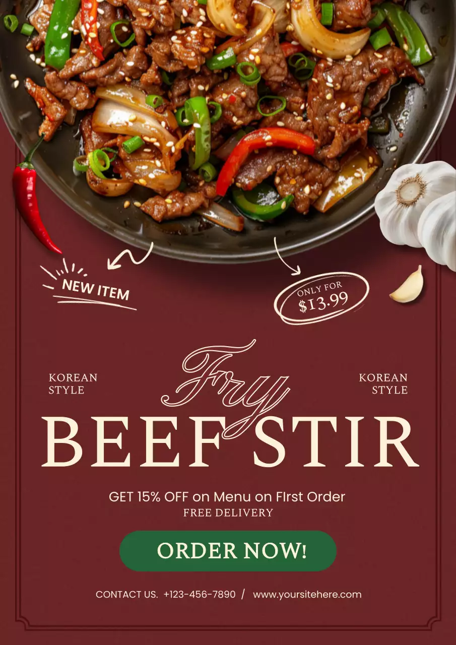 Red Traditional Beef Promotion Poster