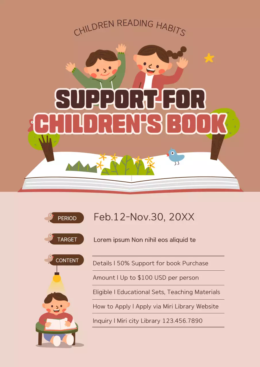 Brown Simple Children's Book Promotion Poster