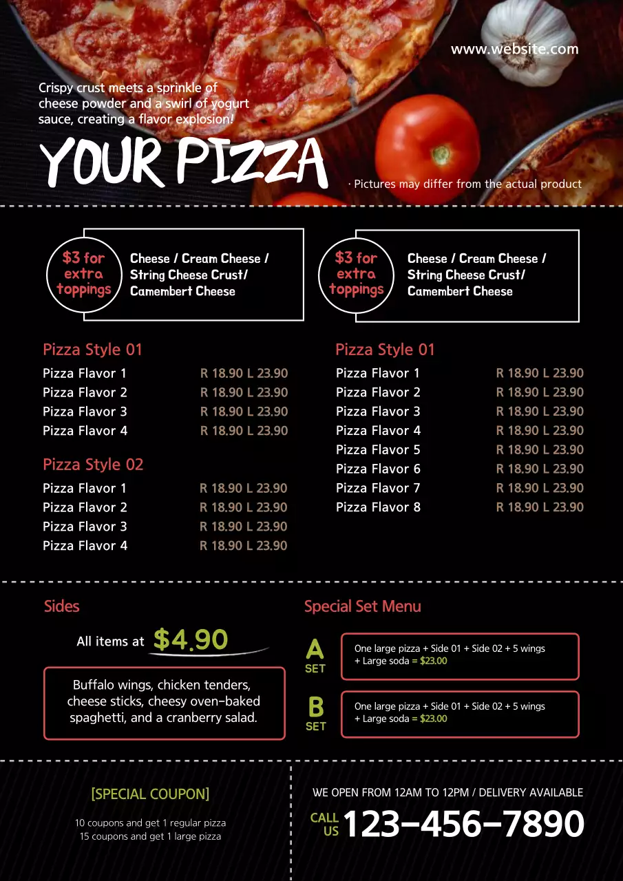 Black Modern Pizza Promotion Poster
