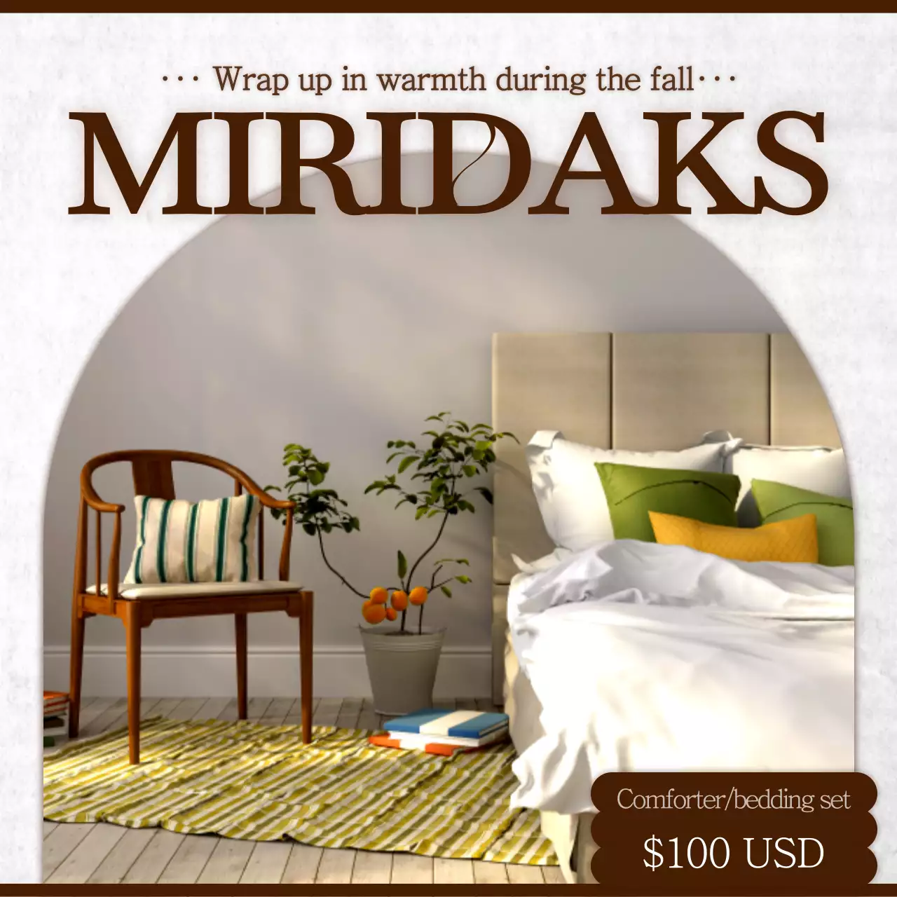 Promote modern bedding in brown and white