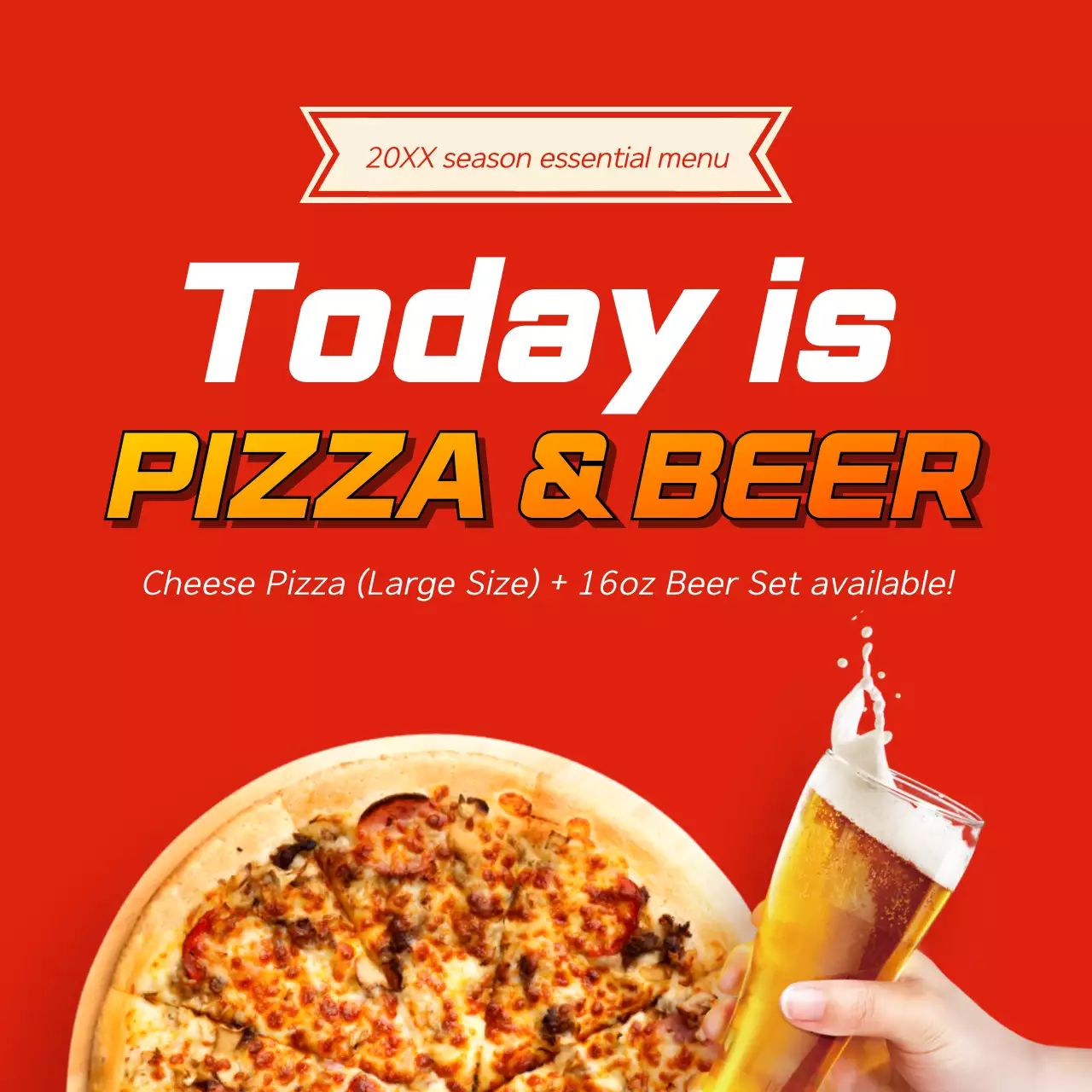 Red Bold Pizza Promotion Social Media Post
