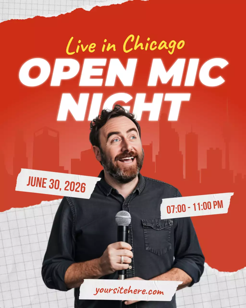 Red Modern Stand Up Comedy Event Instagram Post