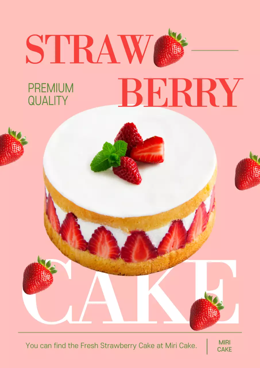 Pink Modern Cake Promotion Poster