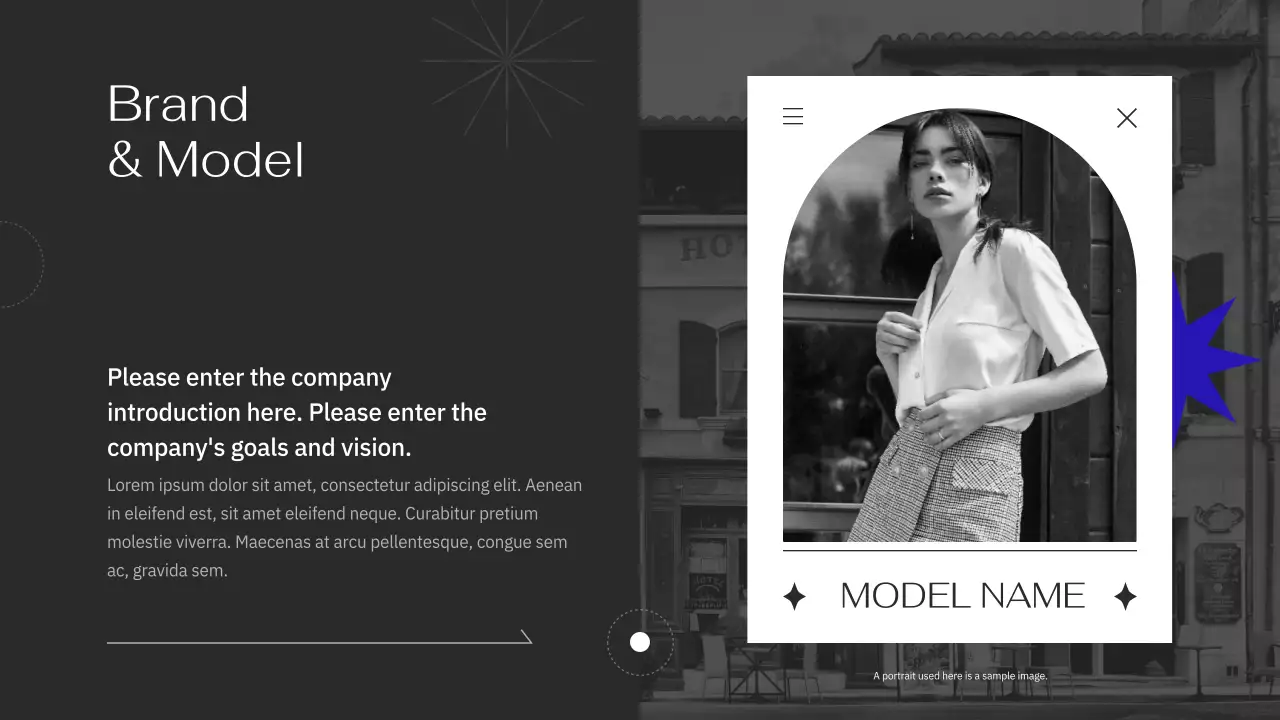 Portfolio with simple lines using purple accents on a black background