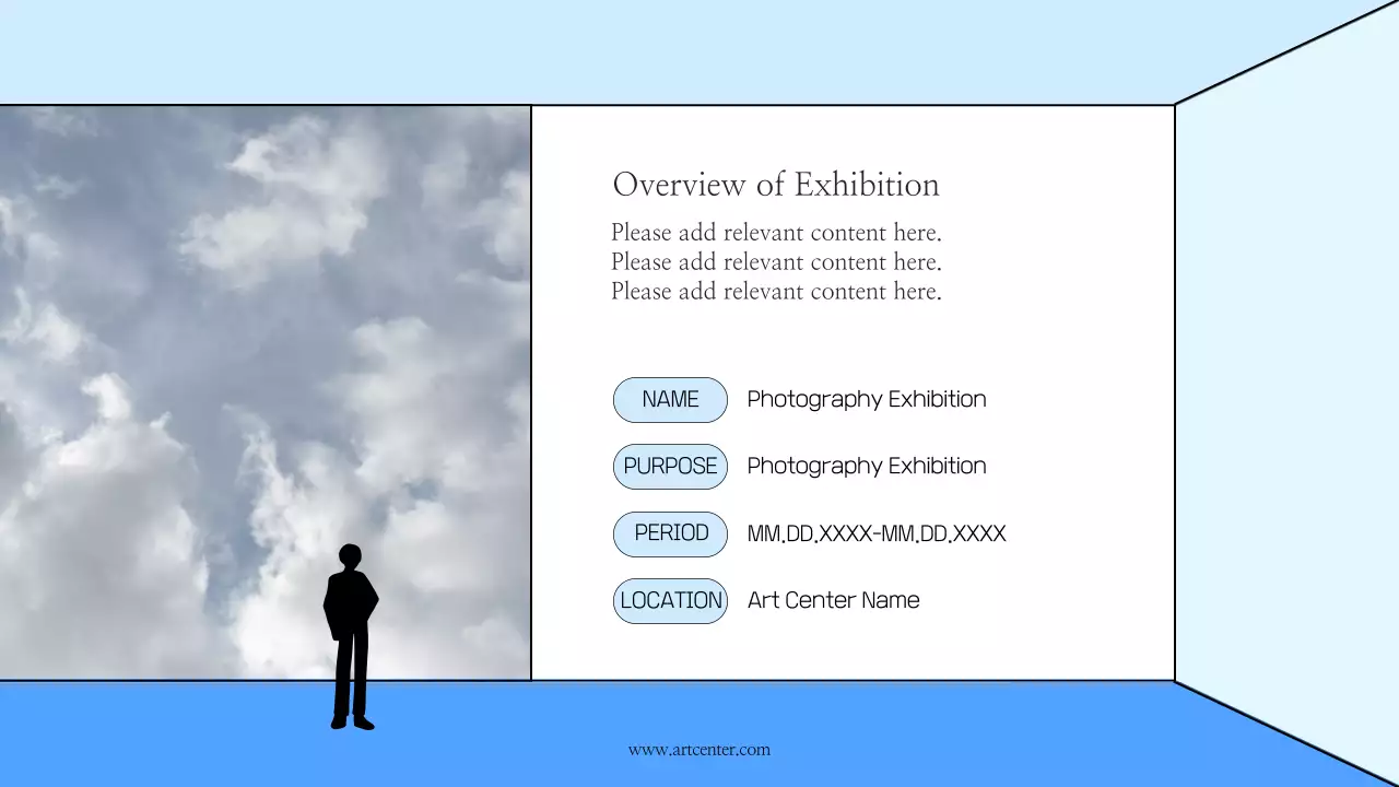 블루 미니멀리스트 사진 전시회 프리젠테이션