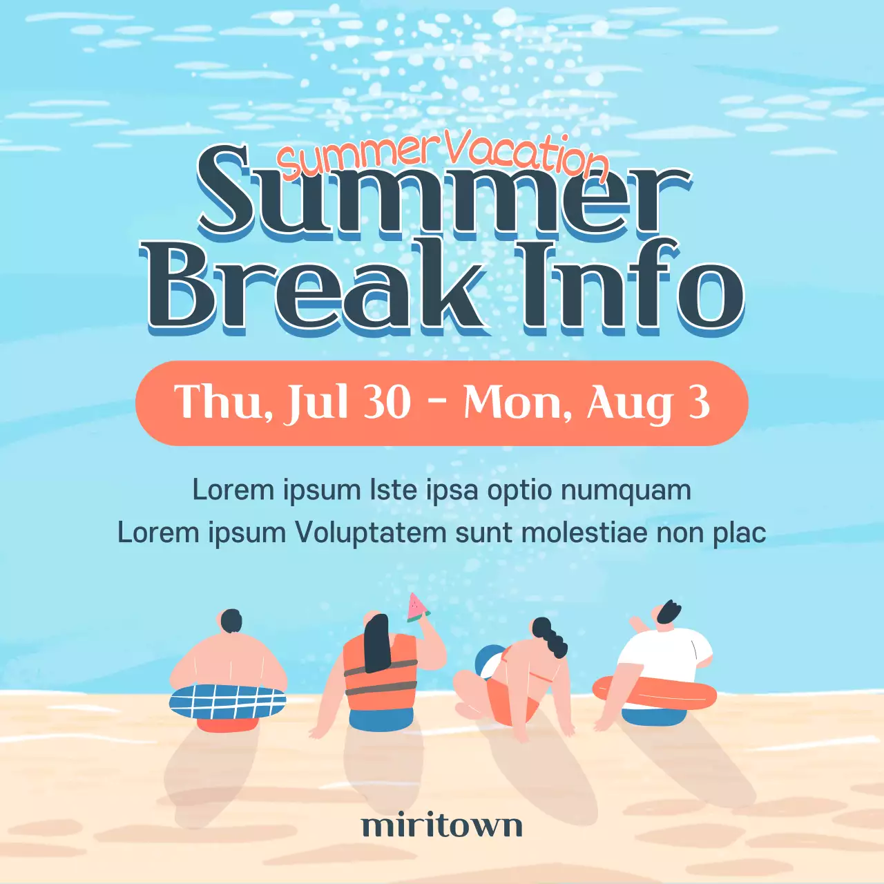 Blue Trendy Summer Announcement Instagram Post